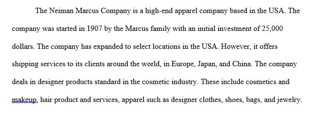 Research on Description of Target Market of the company Neiman Marcus