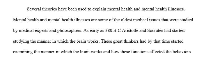 Submit a paper which compares and contrasts two mental health theories