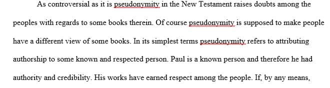 The question of the pseudonymity of some of Paul’s letters