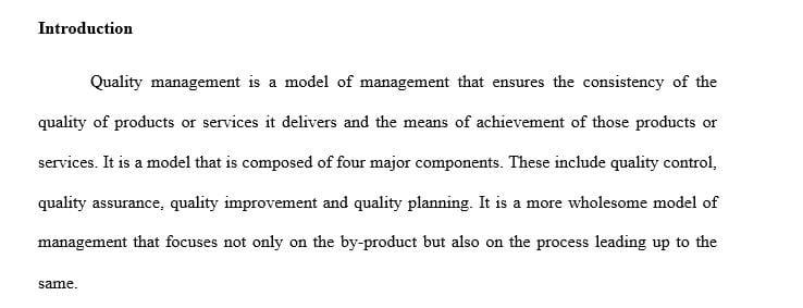 Use the Quality Management (QM) model to develop a new prevention program