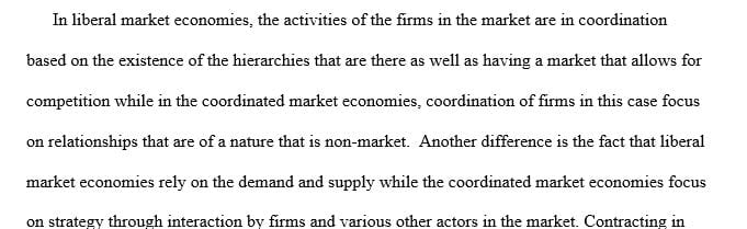 What are the primary differences between liberal and coordinated market economies