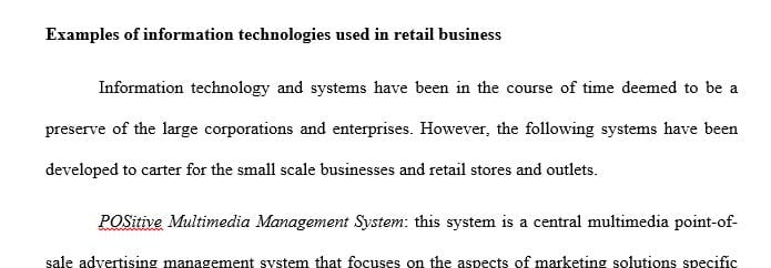 What are three examples of information technologies used in retail business