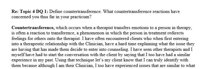 What countertransference reactions have concerned you thus far in your practicum