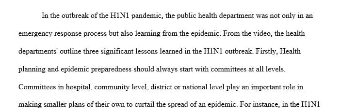What were 3 lessons that public health departments learned from the H1N1 epidemic addressed in the film