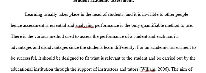 Your philosophy of using student academic assessment.
