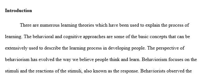 2000 word essay comparing and contrasting two theories of learning.