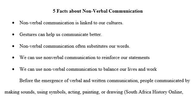 5 facts about non verbal communication for a poster project.