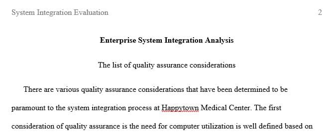 7 pages System Integration Evaluation; Health Information System Integration