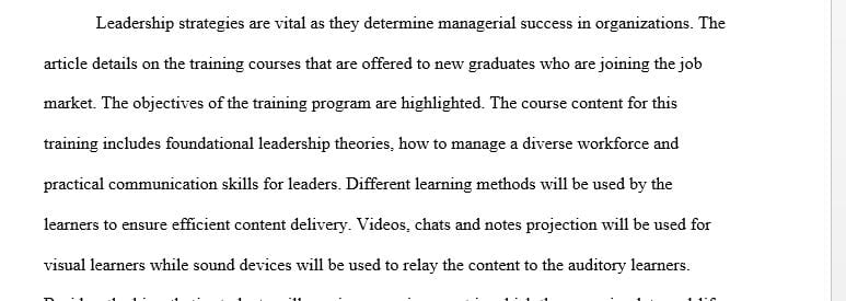 As faculty members, you have been asked to design a 4-hour Leadership Strategies course that would accommodate the learning styles for a selected 10 students