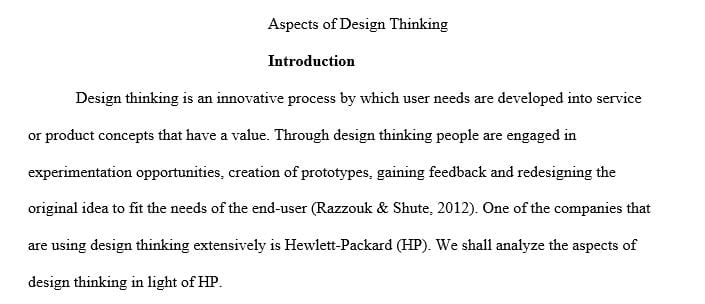 Aspects of design thinking paper HP company 