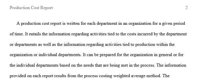 Check out the link to a YouTube video that explains a production cost report