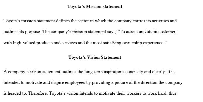 Choose a company that has both a mission and vision statement.