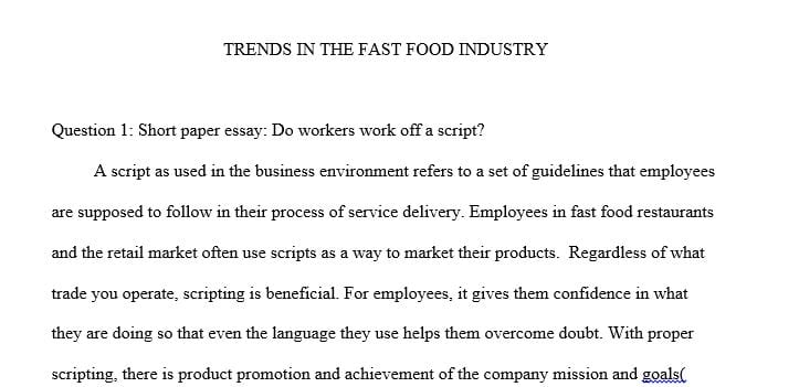 Choose one of the following areas: education, health care, or the food industry (fast food, farming, marketplaces