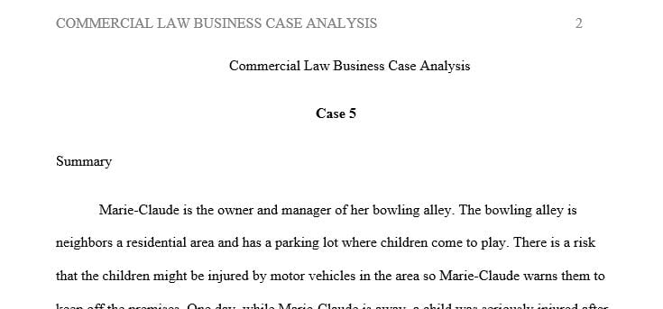 Commercial Law Business case analysis