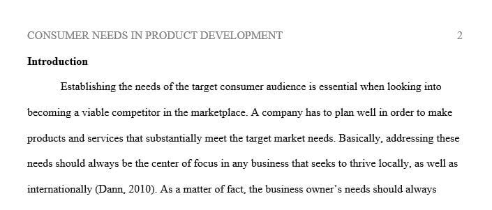 Consumer Need as a Moving Target to Product Development
