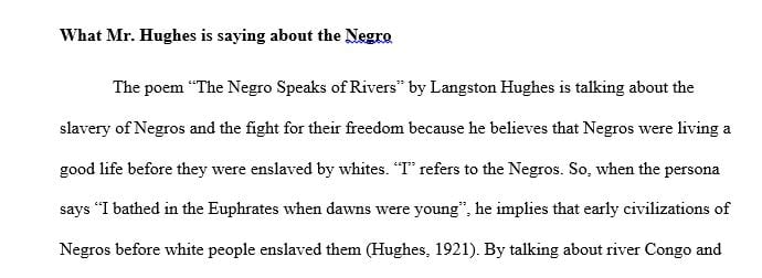 Critically analyze the poem by telling me what you believe Mr. Hughes is saying about the Negro - 200