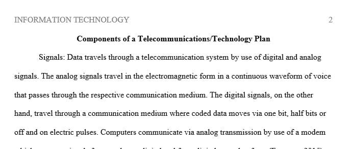 Describe and explain 3 key components of a Telecommunications