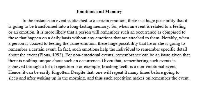 Describe how emotion influences memory for details and how non-emotional events are remembered