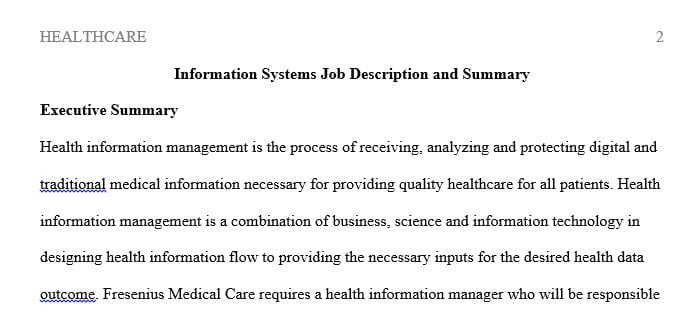 Describe specific job functions of a new health information management professional
