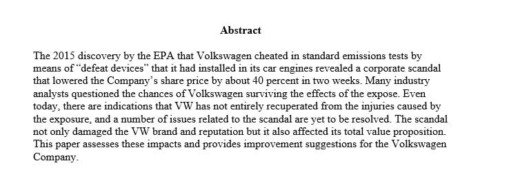 Describe the potential impacts this situation may have on Volkswagen.