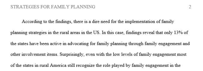 Discuss the findings in relation to family planning