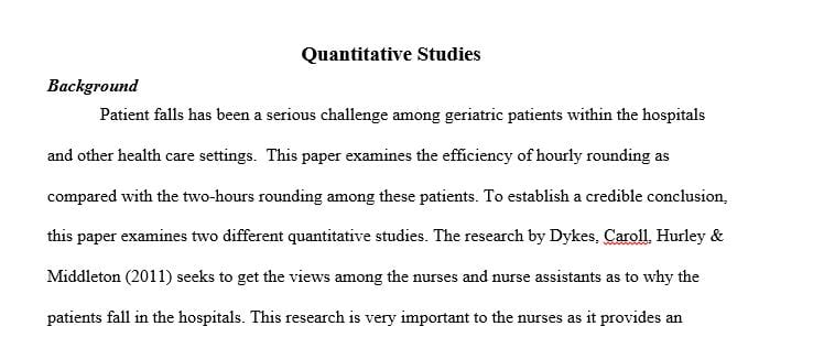 Does hourly rounding when compared to rounding every two hours decrease incidence of falls in geriatric patients