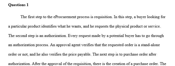 Explain the steps in the e-procurement process.