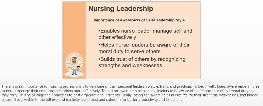 Explain why it is important for nursing professionals to be aware of their personal leadership style