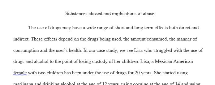 Final Project:Substance Abuse Assessment and Intervention Plan