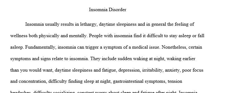 For this assignment, do some preliminary research into sleep disorders