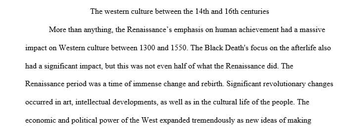 HY1010 What shaped western culture during 1300-1550
