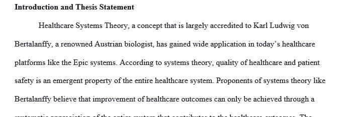 Healthcare Systems Theory and How It Is Being Applied Today with Platforms Like the Epic Systems