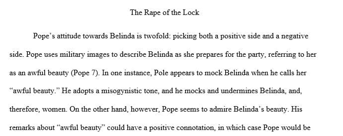 How would you characterize Pope’s attitude towards Belinda