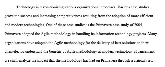 Identify the problems with Primavera’s development organization prior to its adoption of agile strategies.