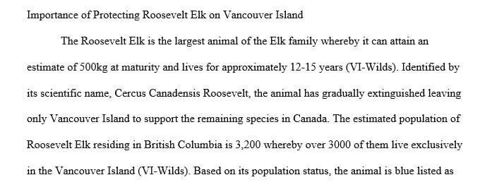 Importance of protecting Roosevelt Elk on vancouver island (PL) 2pg