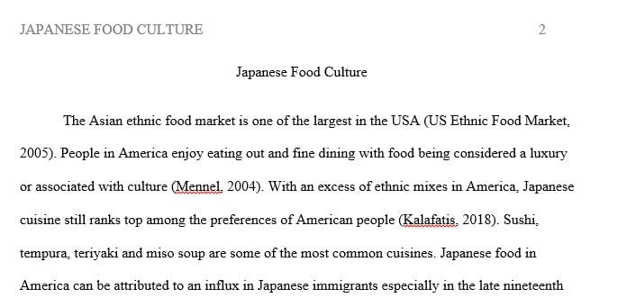 Japanese food culture and its influences to USA.