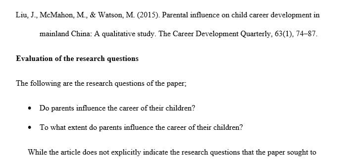 Parental influence on child career development in mainland China