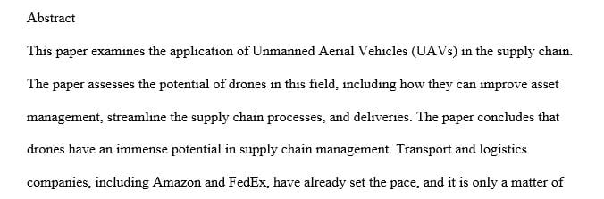 Project research about how using the drones may affect the supply chain