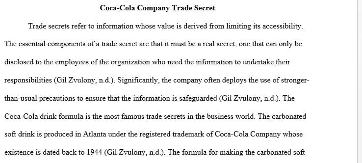Provide a brief summary of The Coca-Cola Company’s efforts to protect its soft drink formula as a trade secret.