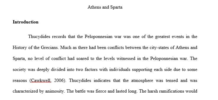 Reading excerpts from Thucydides’ History of the Peloponnesian War and Plutarch’s Life 