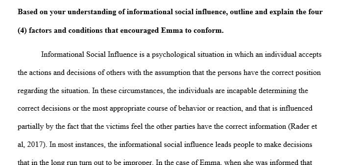 Recognize characteristics of informational social influence