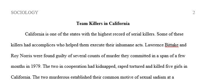 Research and explain team killers in California.