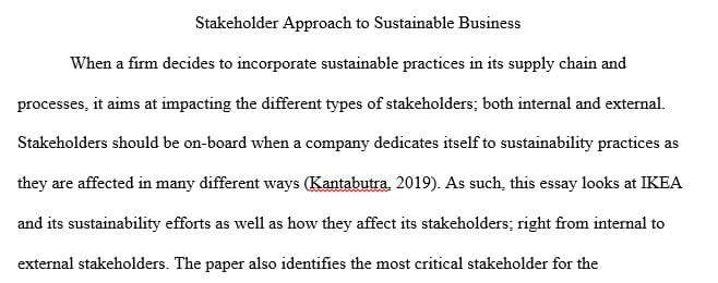 Stakeholder Approach to Sustainable Business