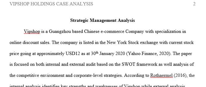 Strategic management analysis of Vipshop Holdings Limited