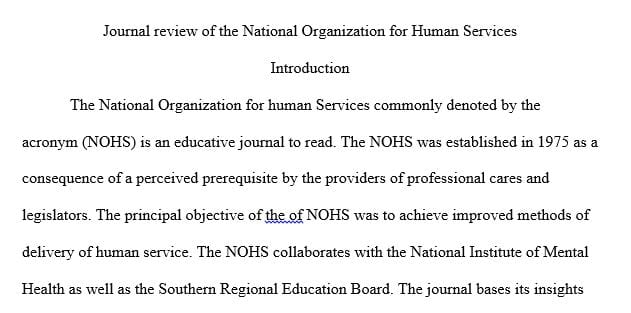 Student are required to locate a scholarly journal article on human services management