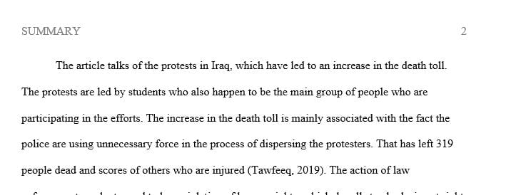 Summarize a news about Iraq demonstrations