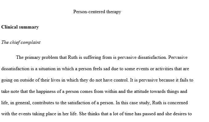 The Case of Ruth to be utilized in applying a specific counseling theory