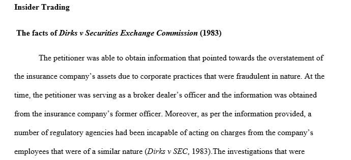 The case insider trading or Corporate one page only