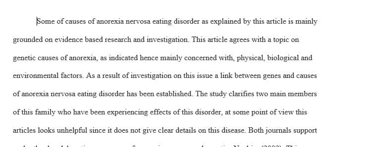 The causes and symptoms of anorexia nervosa eating disorder