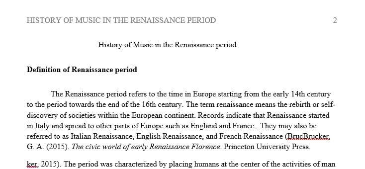 This essay is about the Renaissance period music